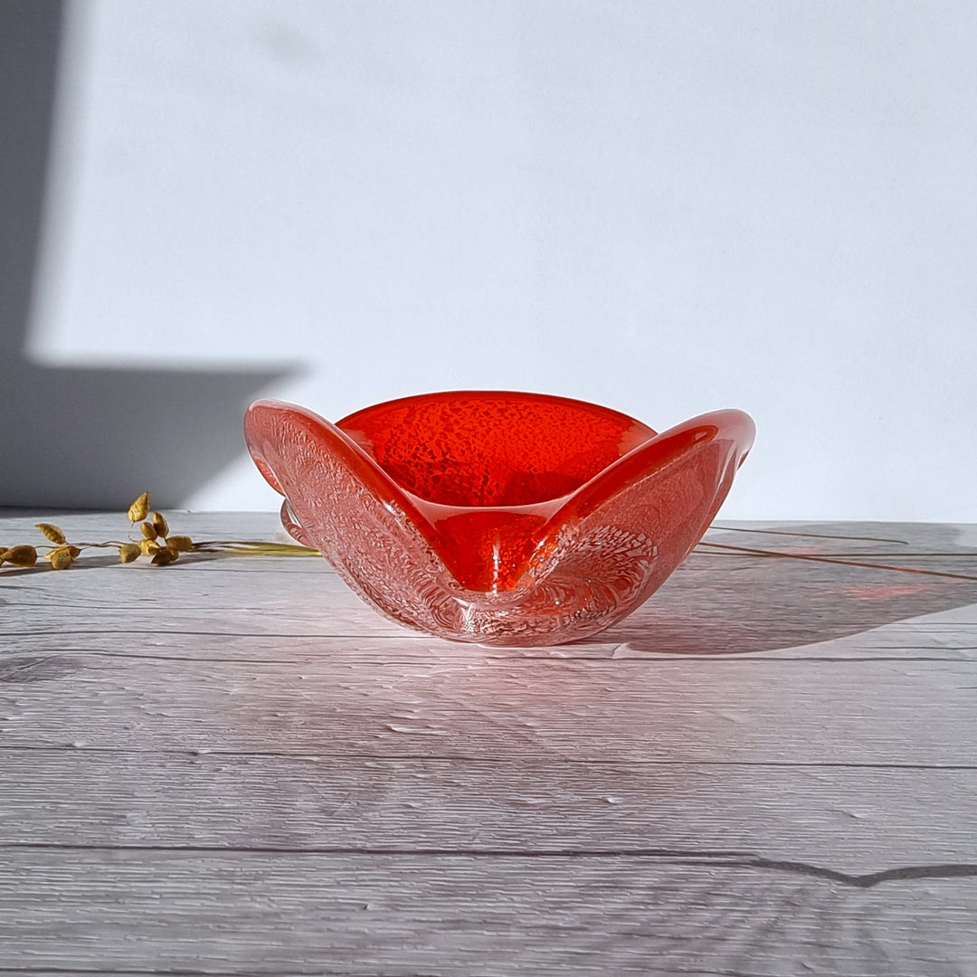 未使用★一輪挿し VETRO ARTISTICO MURANO GLASS Murano Vetro Artistico Veneziano Candy Apple and Silver