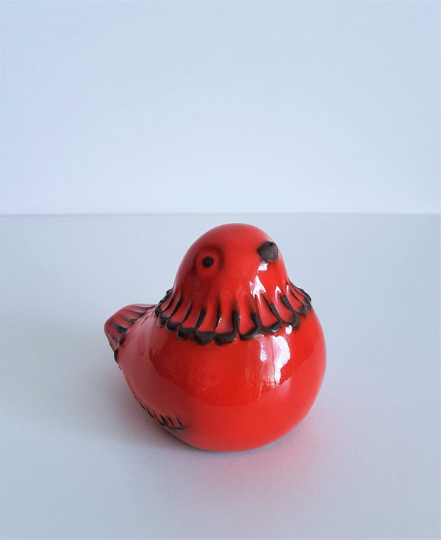 Normans Motala Keramik Ceramic Normans Motala Keramik Earthenware Scarlet Glaze Bird Ceramic Figurine, 1960s, Swedish