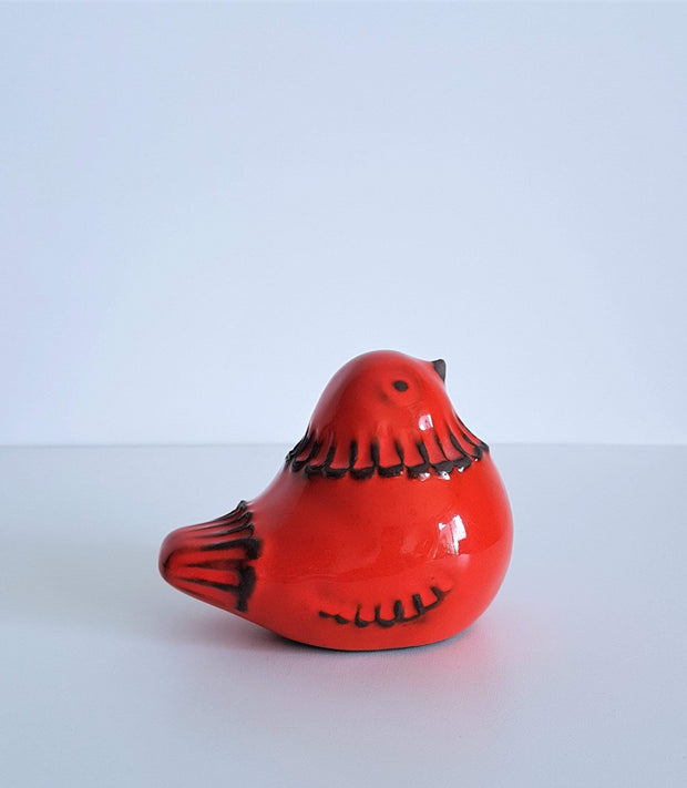 Normans Motala Keramik Ceramic Normans Motala Keramik Earthenware Scarlet Glaze Bird Ceramic Figurine, 1960s, Swedish