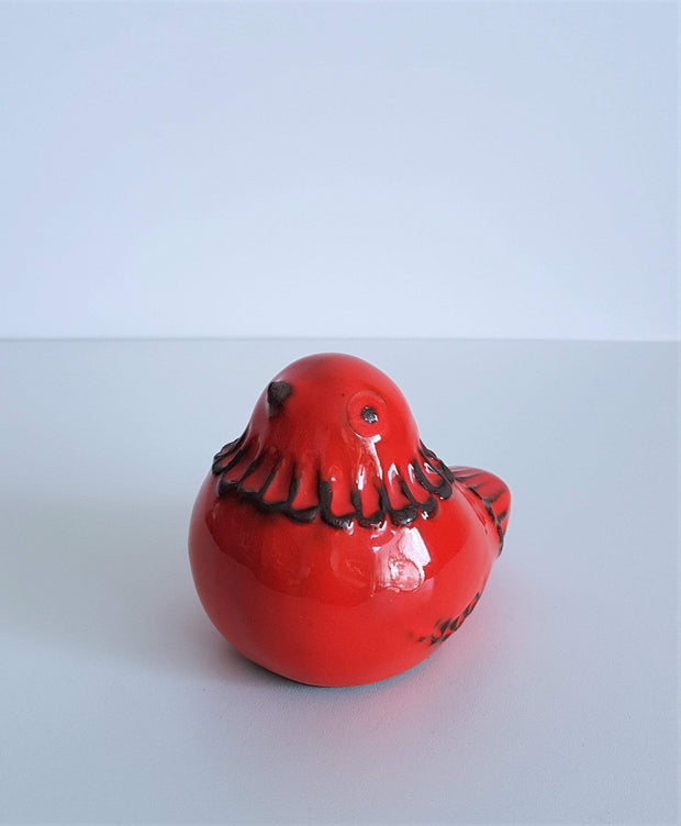 Normans Motala Keramik Ceramic Normans Motala Keramik Earthenware Scarlet Glaze Bird Ceramic Figurine, 1960s, Swedish