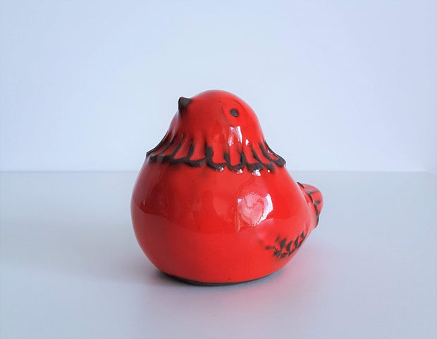 Normans Motala Keramik Ceramic Normans Motala Keramik Earthenware Scarlet Glaze Bird Ceramic Figurine, 1960s, Swedish