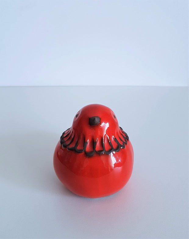 Normans Motala Keramik Ceramic Normans Motala Keramik Earthenware Scarlet Glaze Bird Ceramic Figurine, 1960s, Swedish