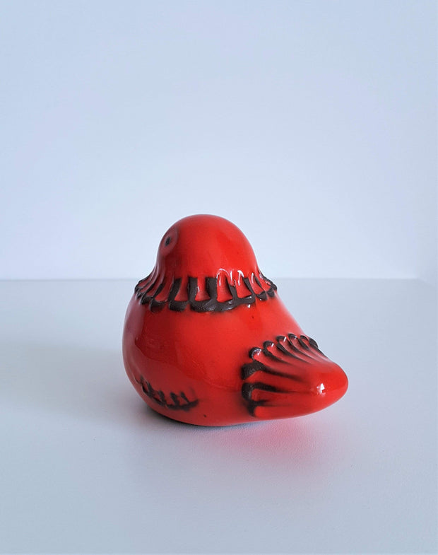 Normans Motala Keramik Ceramic Normans Motala Keramik Earthenware Scarlet Glaze Bird Ceramic Figurine, 1960s, Swedish