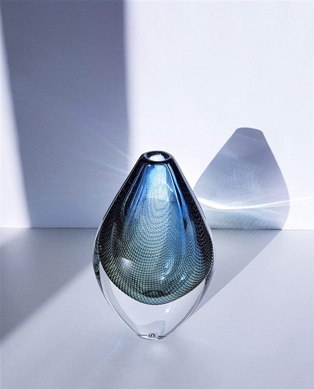Orrefors Glas Glass Collectors: Swedish Orrefors 1955 Sven Palmqvist Blue and Yellow Kraka Art Glass Vase
