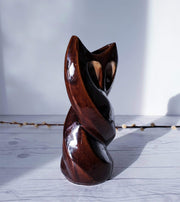 AnyesAttic Ceramic 'Owl Vase' by Reflex Craft Cooperative 'Spoldzielnia Rzemieslnicza' in Cherry Chocolate | 1970s