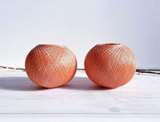 AnyesAttic Lighting Pair of 1950s-60s Mid Century Modernist, Woven Cocoon Coral and Cream Table Lamps | Panton Era