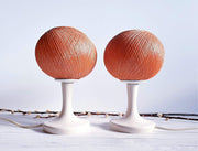 AnyesAttic Lighting Pair of 1950s-60s Mid Century Modernist, Woven Cocoon Coral and Cream Table Lamps | Panton Era