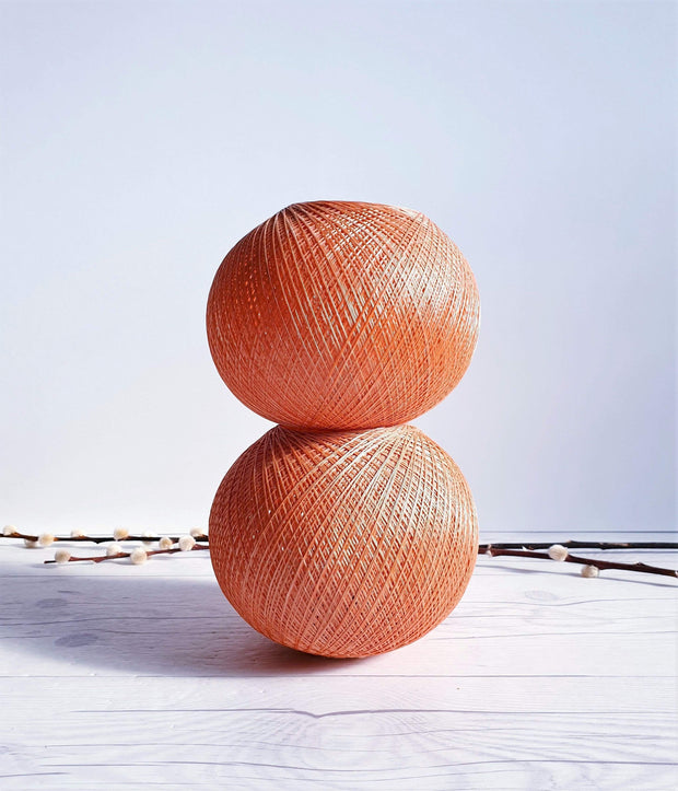 AnyesAttic Lighting Pair of 1950s-60s Mid Century Modernist, Woven Cocoon Coral and Cream Table Lamps | Panton Era