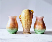 Sylvac Pottery Ceramic Pair of SylvaC Mid Century Flare Bottle Vases, Rainbow Sherbert Palette Foam Glaze, British, 1950s