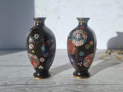 Asian Art Metals Pair of Takahara Komajiro Cloisonne Faceted Bud Vases, Kyoto-Jippo ware, Late Meiji Era, Japanese