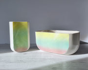 Park Rose Pottery Ceramic Park Rose Pottery, Postmodern Ombre Cotton Candy Palette Textured Wave Planter, 1980s, British