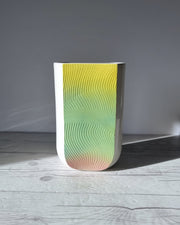 Park Rose Pottery Ceramic Park Rose Pottery, Postmodern Ombre Cotton Candy Palette Textured Wave Vase, 1980s, British