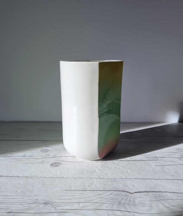 Park Rose Pottery Ceramic Park Rose Pottery, Postmodern Ombre Cotton Candy Palette Textured Wave Vase, 1980s, British