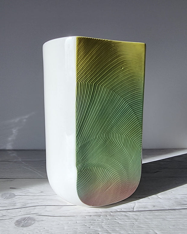 Park Rose Pottery Ceramic Park Rose Pottery, Postmodern Ombre Cotton Candy Palette Textured Wave Vase, 1980s, British