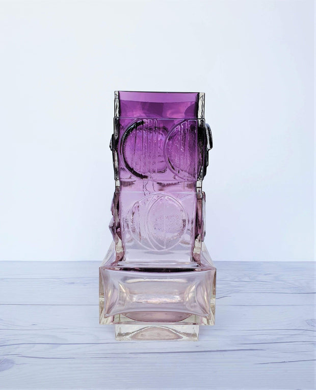 AnyesAttic Glass Pentti Sarpaneva, Oy Kumela for Turun Hopea Modernist Bronze and Purple Art Glass Vase, 1970s