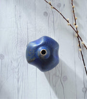 AnyesAttic Porcelain Reiner Gehrig, Grünstadt Studio, Matte Cedar, Sand and Blue Running Glaze Bottle Vase | 1970s