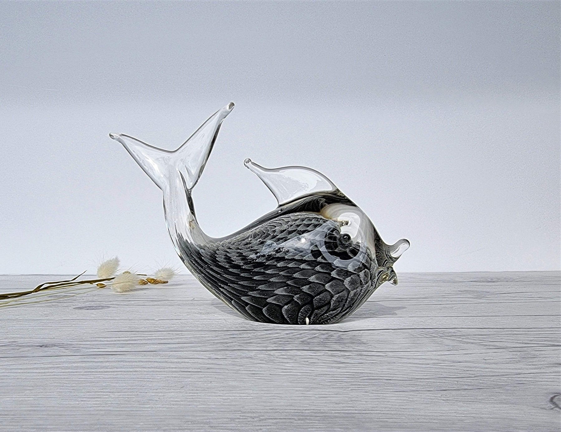 Murano masterpiece fish with silver shops face