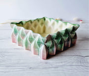 Sylvac Pottery Ceramic SylvaC Mid Century Modernist Pink and Green 3D Crystal Cluster Diamond Planter, British, 1940s-50s