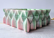 Sylvac Pottery Ceramic SylvaC Mid Century Modernist Pink and Green 3D Crystal Cluster Diamond Planter, British, 1940s-50s