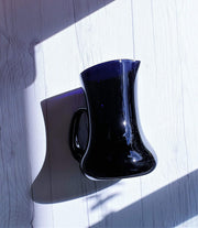 AnyesAttic Glass Riihimaen Lasi, Sesi Series by Erkkitapio Siiroinen, Black Cobalt Glass Pitcher Jug and 6 Cups, ‘70s