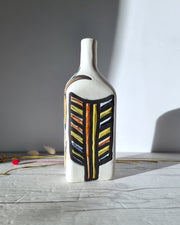 Vallauris Ceramique Ceramic Roger Capron for Vallauris, Dipped White and Multicolour Glaze, Signed Sculptural Bottle Vase, 1950s