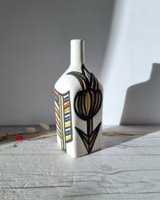 Vallauris Ceramique Ceramic Roger Capron for Vallauris, Dipped White and Multicolour Glaze, Signed Sculptural Bottle Vase, 1950s