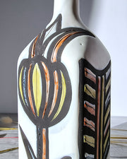 Vallauris Ceramique Ceramic Roger Capron for Vallauris, Dipped White and Multicolour Glaze, Signed Sculptural Bottle Vase, 1950s