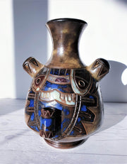 Roger Guerin Ceramic Guérin  by Roger Guérin, Double-Sided Decor Salt-Glaze Stoneware Vase | 1940s, Belgian, Rare