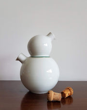 Rosenthal Ceramic 1980s West German Thomas (Rosenthal) Oil and Vinegar White Porcelain and Cork Two Spout Cruet Flask