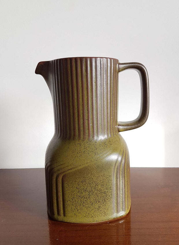 Rosenthal Ceramic Rosenthal Olive Green Ceramic Stoneware Pitcher Jug and 5 Tumbler Set | Stamped, 1970s, German