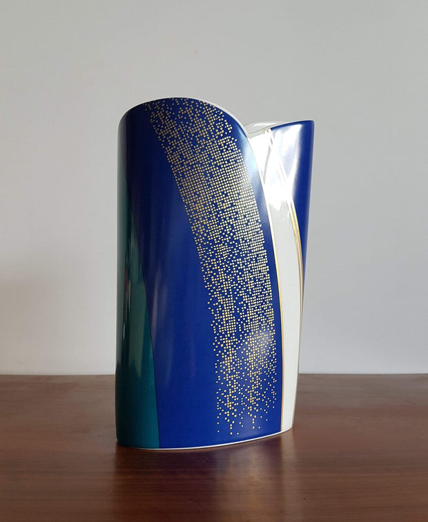 Rosenthal Porcelain Blue Spirit Vase by Barbara Brenner for Rosenthal, Postmodern Porcelain Vase, 1980s, Signed