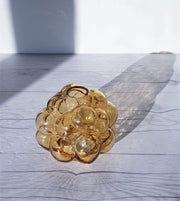 AnyesAttic Glass Rubus Series by Gunnar Muskos, 'Hjortron' Cloudberry Lantern, Amber Glass and Brass | Swedish, 1980s