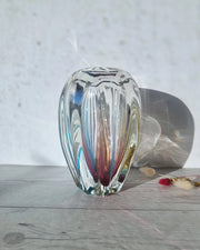 Narumi Glass Glass Sanyu Glassworks Narumi Fantasy Series Rainbow Sommerso Abstract Cacao Pod Vase, 60s-70s, Labelled