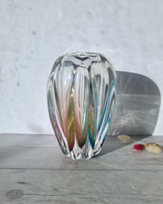 Narumi Glass Glass Sanyu Glassworks Narumi Fantasy Series Rainbow Sommerso Abstract Cacao Pod Vase, 60s-70s, Labelled