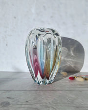 Narumi Glass Glass Sanyu Glassworks Narumi Fantasy Series Rainbow Sommerso Abstract Cacao Pod Vase, 60s-70s, Labelled