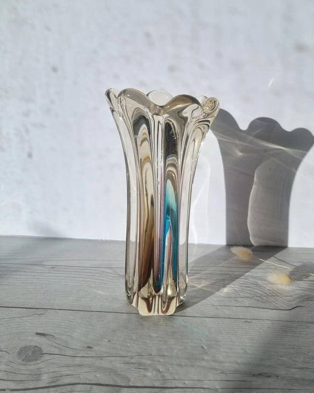 Narumi Glass Glass Sanyu Glassworks Narumi Fantasy Series Rainbow Sommerso Abstract Orchid Bud Vase, 1960s-70s