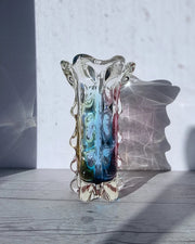 Narumi Glass Glass Sanyu Glassworks Narumi Fantasy Series Rainbow Sommerso Controlled Trails Statement Vase, 60s-70s