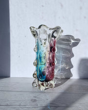 Narumi Glass Glass Sanyu Glassworks Narumi Fantasy Series Rainbow Sommerso Controlled Trails Statement Vase, 60s-70s