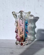 Narumi Glass Glass Sanyu Glassworks Narumi Fantasy Series Rainbow Sommerso Controlled Trails Statement Vase, 60s-70s