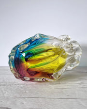 Narumi Glass Glass Sanyu Glassworks Narumi Fantasy Series Rainbow Sommerso Gathered Pleats Statement Vase, 60s-70s