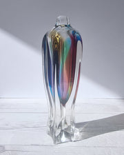 Narumi Glass Glass Sanyu Glassworks Narumi Fantasy Series att. Rainbow Sommerso Handblown Abstract Bottle Vase, 1970s