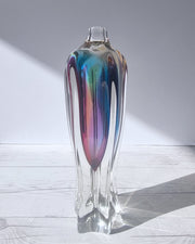 Narumi Glass Glass Sanyu Glassworks Narumi Fantasy Series att. Rainbow Sommerso Handblown Abstract Bottle Vase, 1970s