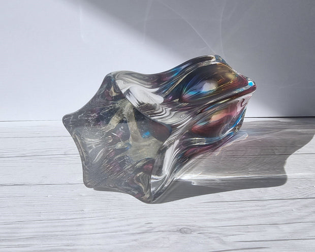 Narumi Glass Glass Sanyu Glassworks Narumi Fantasy Series att. Rainbow Sommerso Handblown Abstract Bottle Vase, 1970s