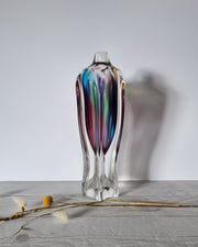 Narumi Glass Glass Sanyu Glassworks Narumi Fantasy Series att. Rainbow Sommerso Handblown Abstract Bottle Vase, 1970s