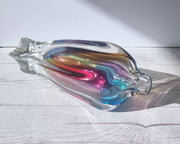 Narumi Glass Glass Sanyu Glassworks Narumi Fantasy Series att. Rainbow Sommerso Handblown Abstract Bottle Vase, 1970s