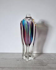 Narumi Glass Glass Sanyu Glassworks Narumi Fantasy Series att. Rainbow Sommerso Handblown Abstract Bottle Vase, 1970s