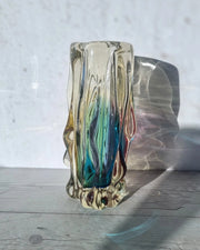 Narumi Glass Glass Sanyu Glassworks Narumi Fantasy Series Rainbow Sommerso Trailing Rain Statement Vase, 60s-70s