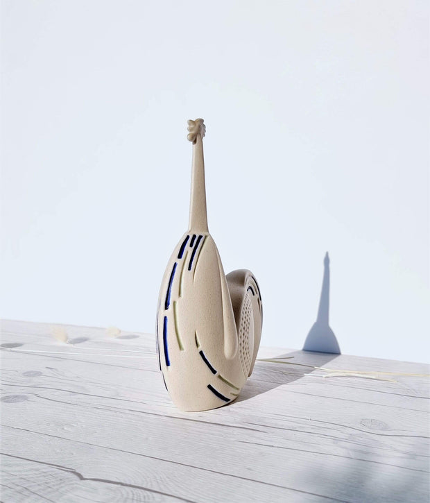 AnyesAttic Ceramic Scandinavian Studio Pottery, Mid-Century Sculptural Abstract Chicken Bisque Ceramic Figure