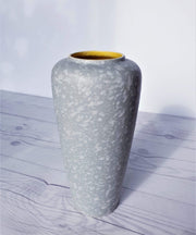 AnyesAttic Ceramic Scheurich Grey and White Dapple Lava and Yellow Ceramic Vase, West German Pottery, 1960-62