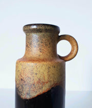 Scheurich Keramik Ceramic 1970s W German Scheurich Espresso Brown Gloss and Mustard Lava Glaze Ceramic Pitcher Vase
